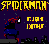 Spiderman title screen for GameBoy Color